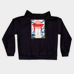 Torii landscape Ukiyo-e Kids Hoodie